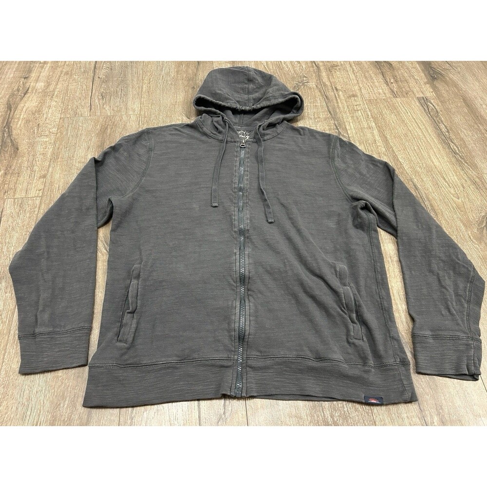 Faherty Sunwashed Full Zip Hoodie Organic Cotton Mens Large Gray